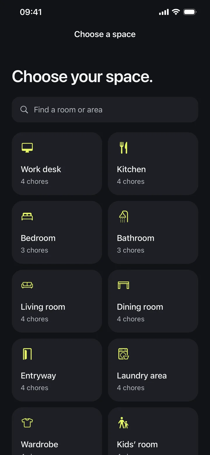 Neatlet's space selection screen