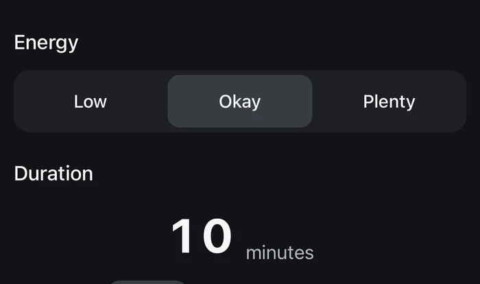 Neatlet's energy and duration controls