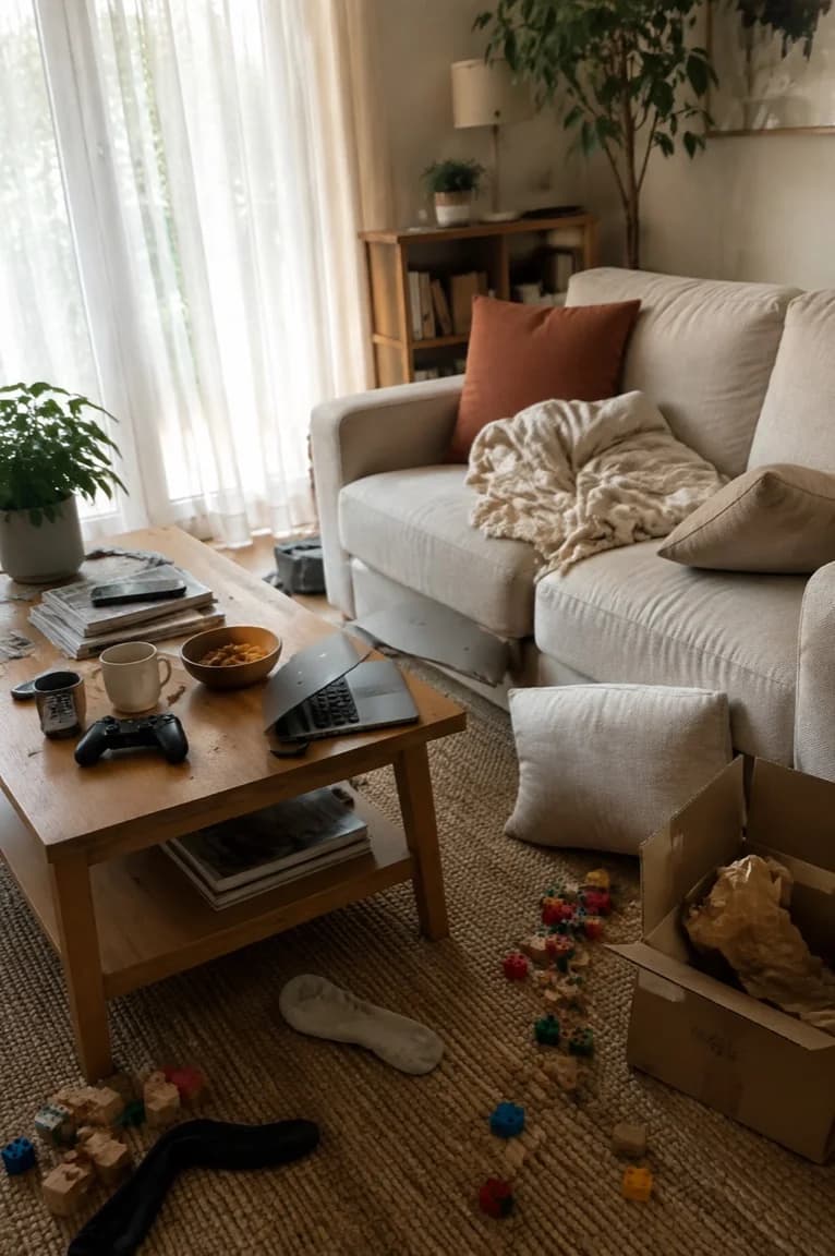 Living room before cleaning